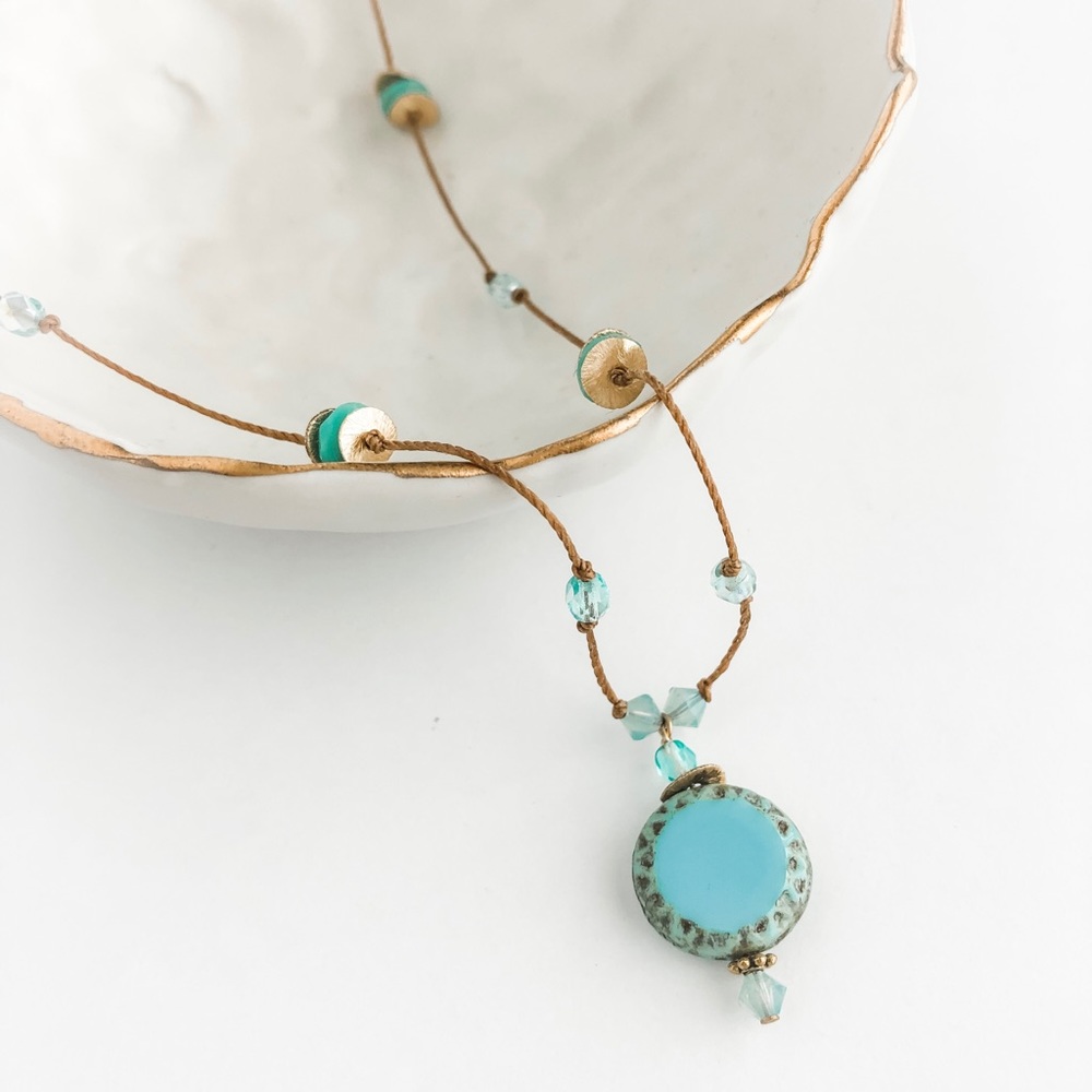 Delicate Turquoise and Gold Beaded Necklace